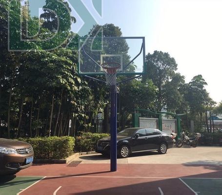 Outdoor Basketball Stand With Tempered Glass Backboard Inground Baketball Hoop