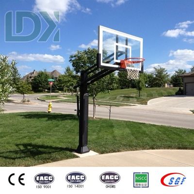Outdoor Inground Basketball Hoop Basketball Stand With Tempered Glass Backboard