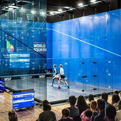 Professionnal Squash Court For Competition Blue Panoramic Squash High Grade Venue