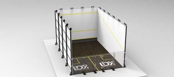 Wooden Squash Court Customized Logo Tempered Glass