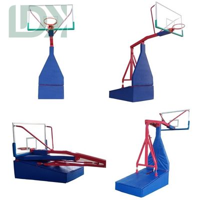 Foldable Basketball Stand With Glass Backboard Portable Basketball Hoop Adjustable